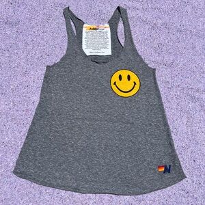 Aviator Nation Gray Tank Top with Yellow Smiley